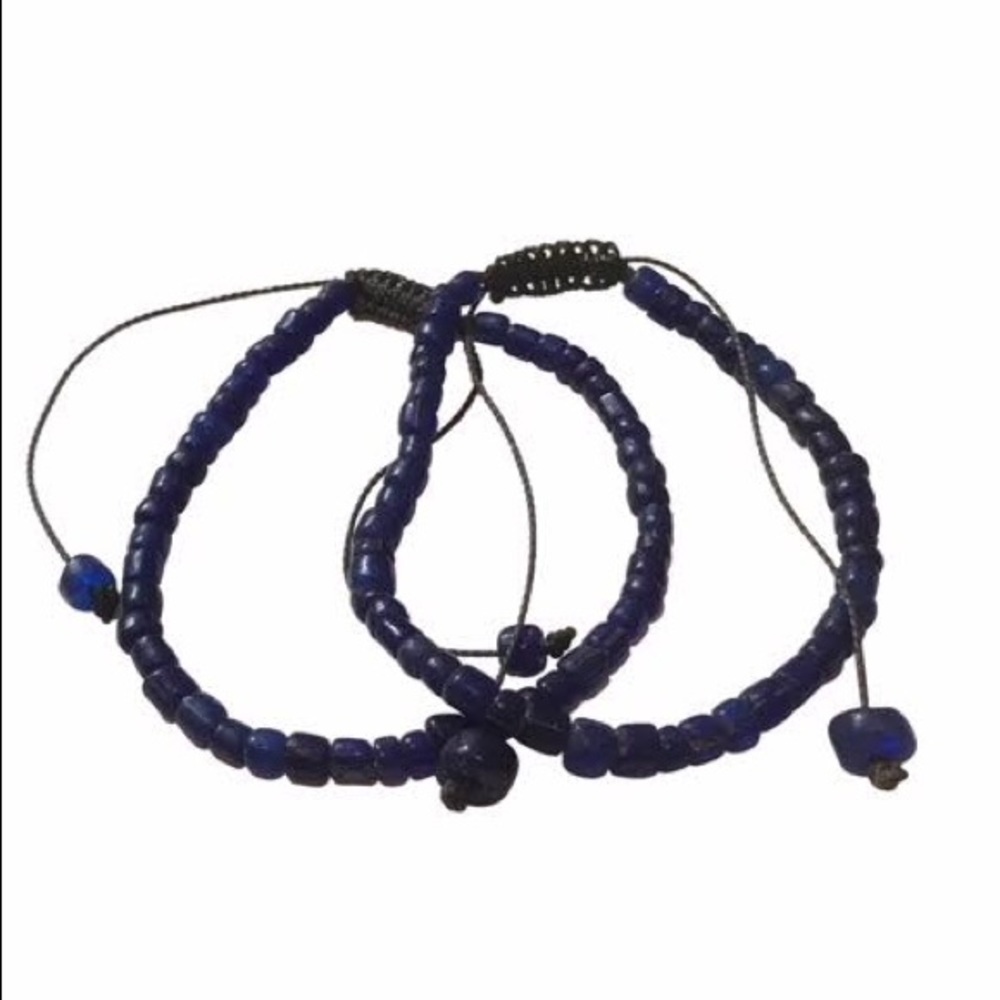 Recycled glass mala bracelet hand made in Bali.